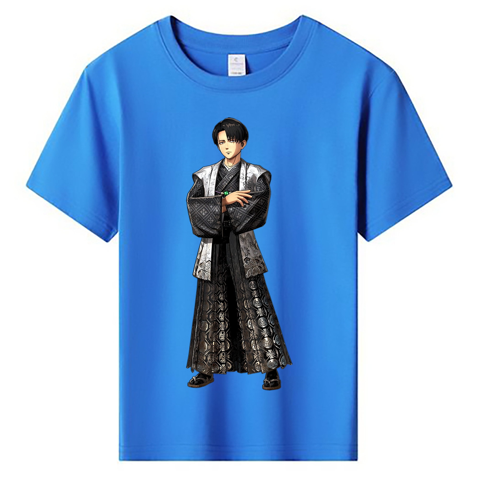 （画像用） 進撃の巨人 リヴァイ·アッカーマン Attack on Titan Levi Ackerman 綿100％キッズTシャツ（フロントプリント）